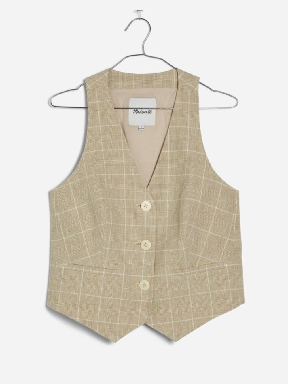 NWOT Madewell Linen Vest Top in Plaid, Size 12